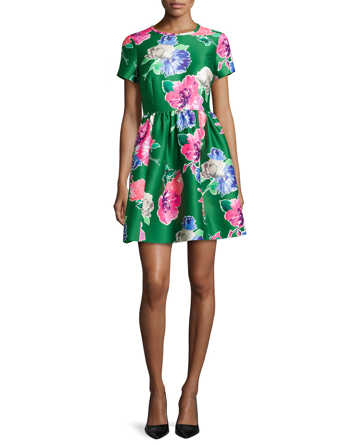 Kate spade new york Stelli Floral-Print Dress in Green | Lyst