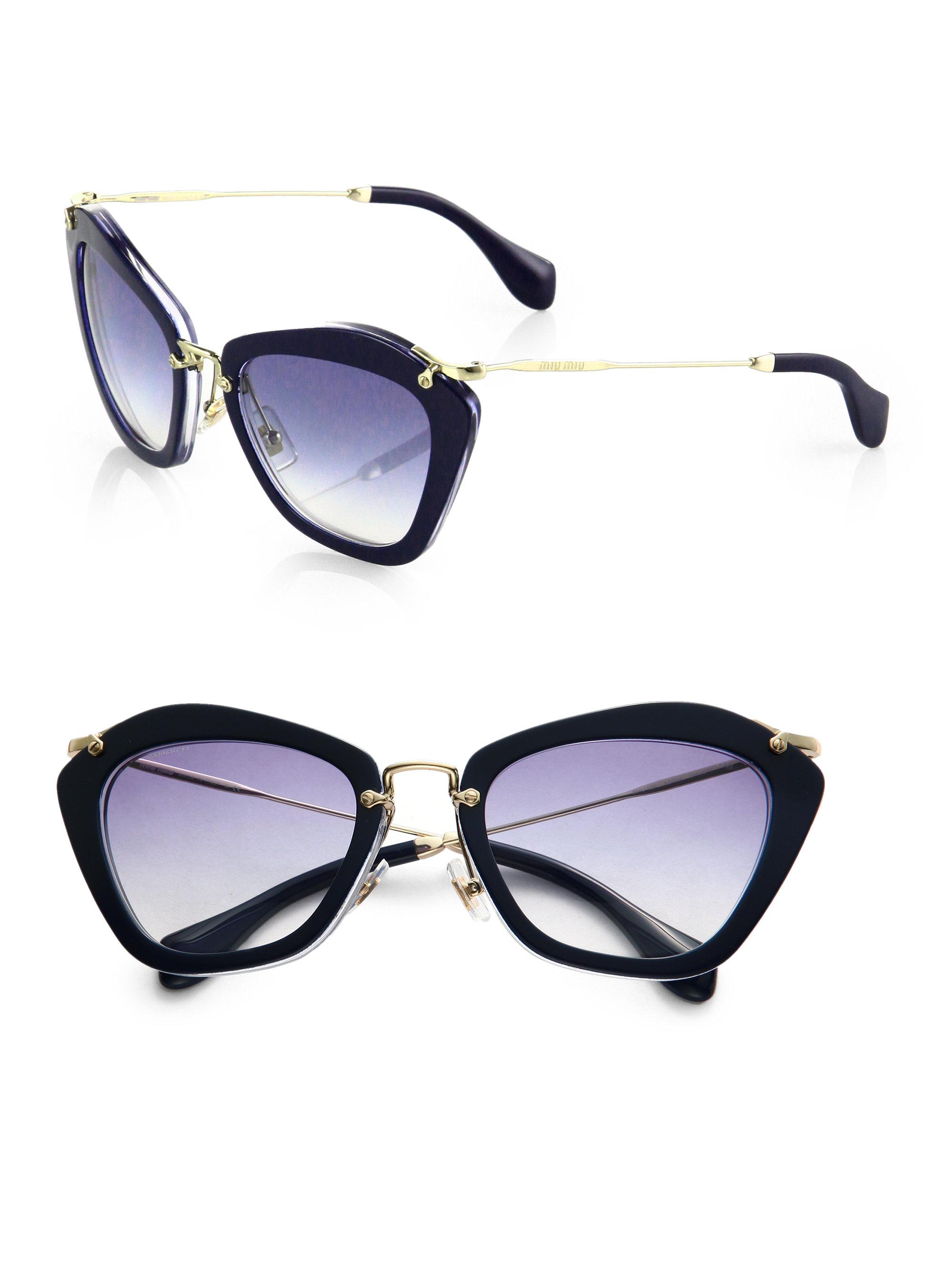 Lyst - Miu Miu Plastic & Metal Cat's-eye Sunglasses in Blue