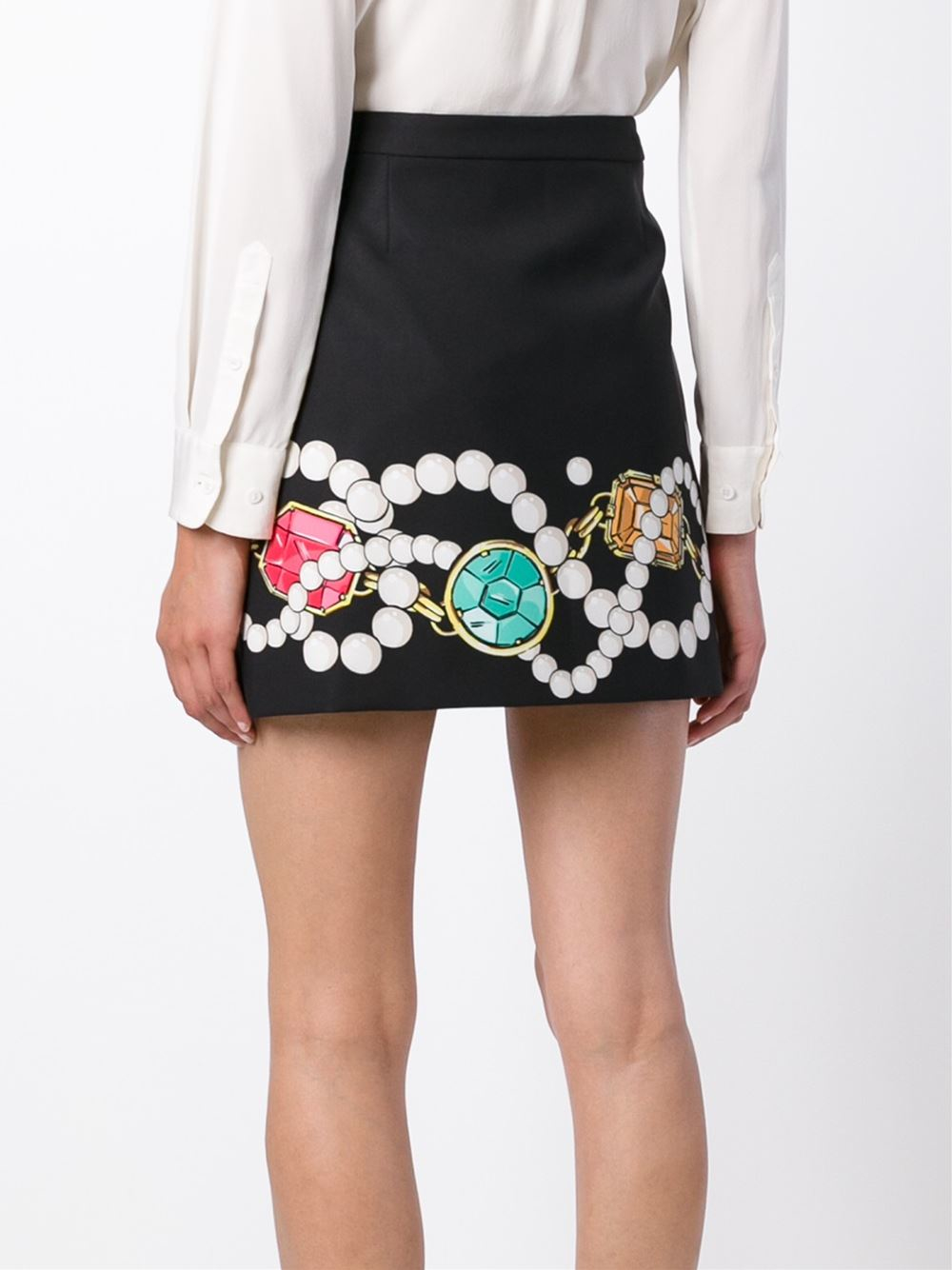 Boutique moschino Jewel Print Mini Skirt in Black | Lyst