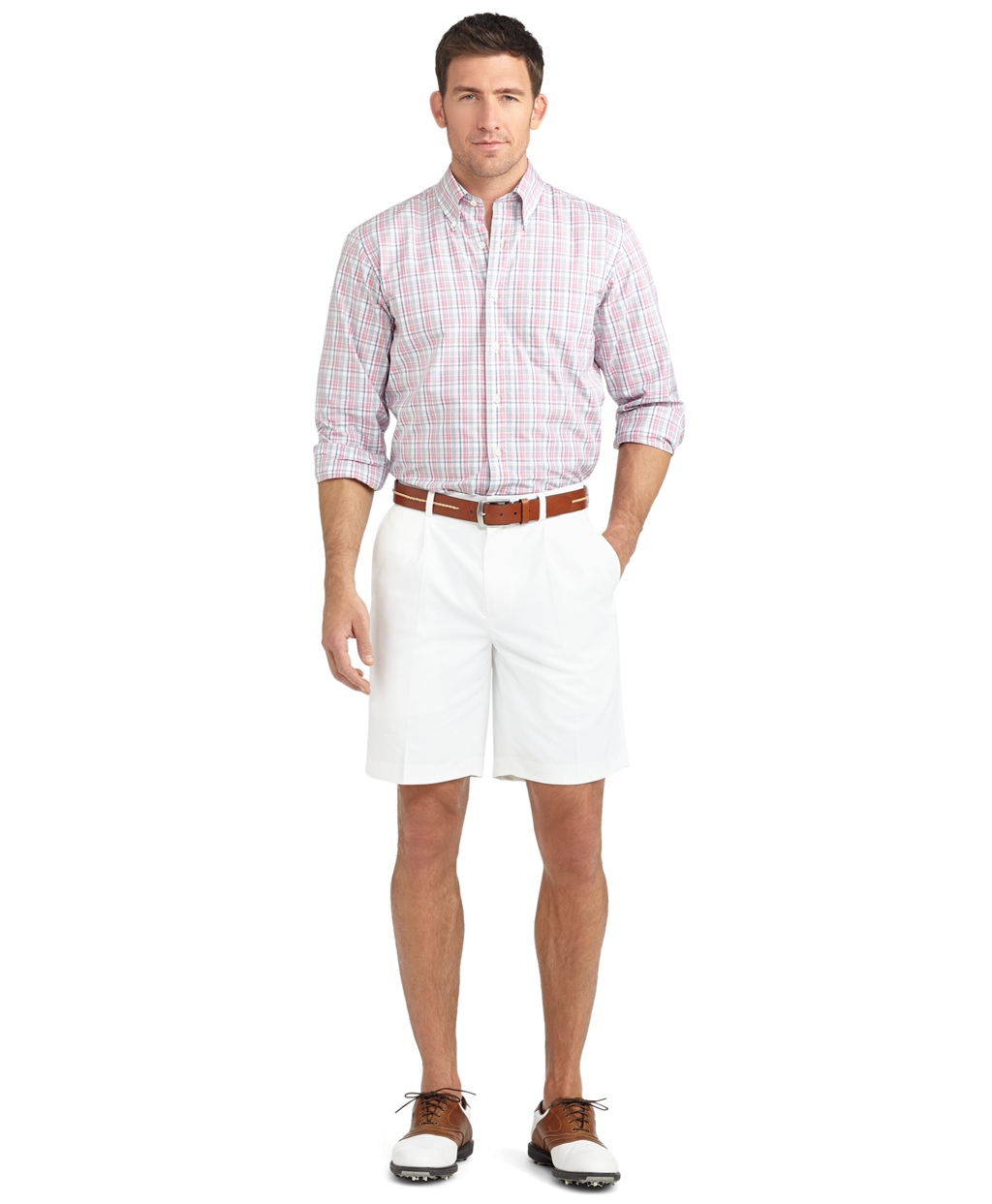 Brooks brothers St Andrews Links PleatFront Golf Shorts in White for