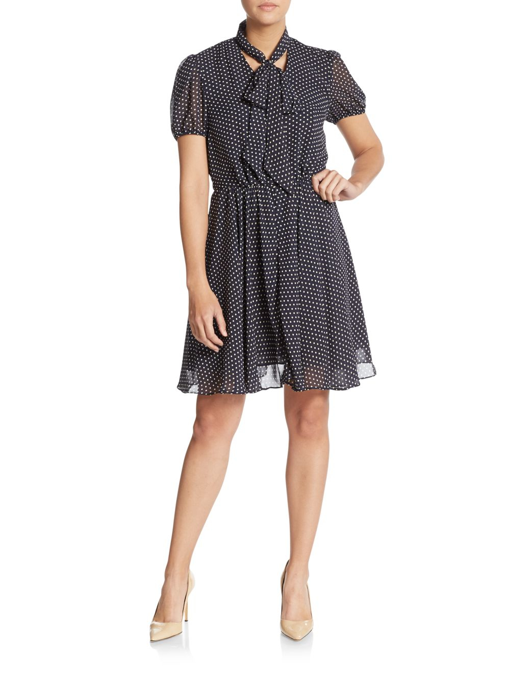 Betsey johnson Polka Dot Chiffon Dress in Blue Lyst