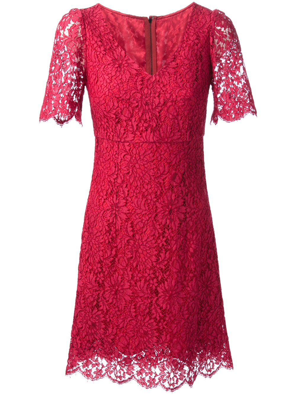 Lyst - Dolce & Gabbana Lace Dress in Red