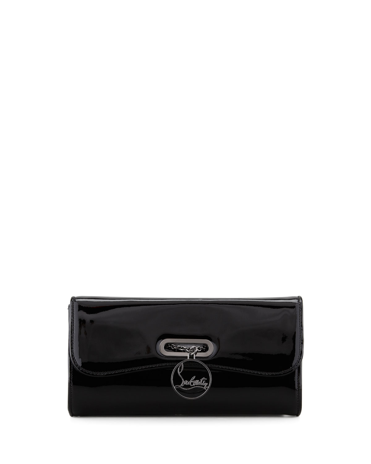 small black patent clutch bag