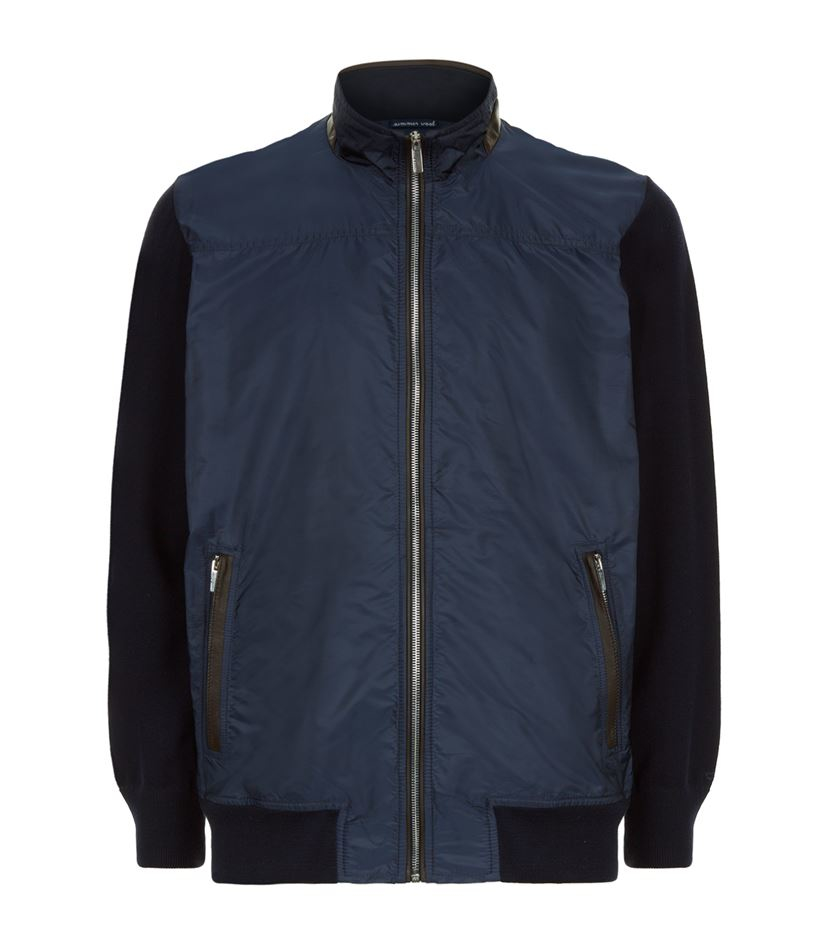 Paul Shark Leather Detail Jacket In Blue For Men Lyst Gallery