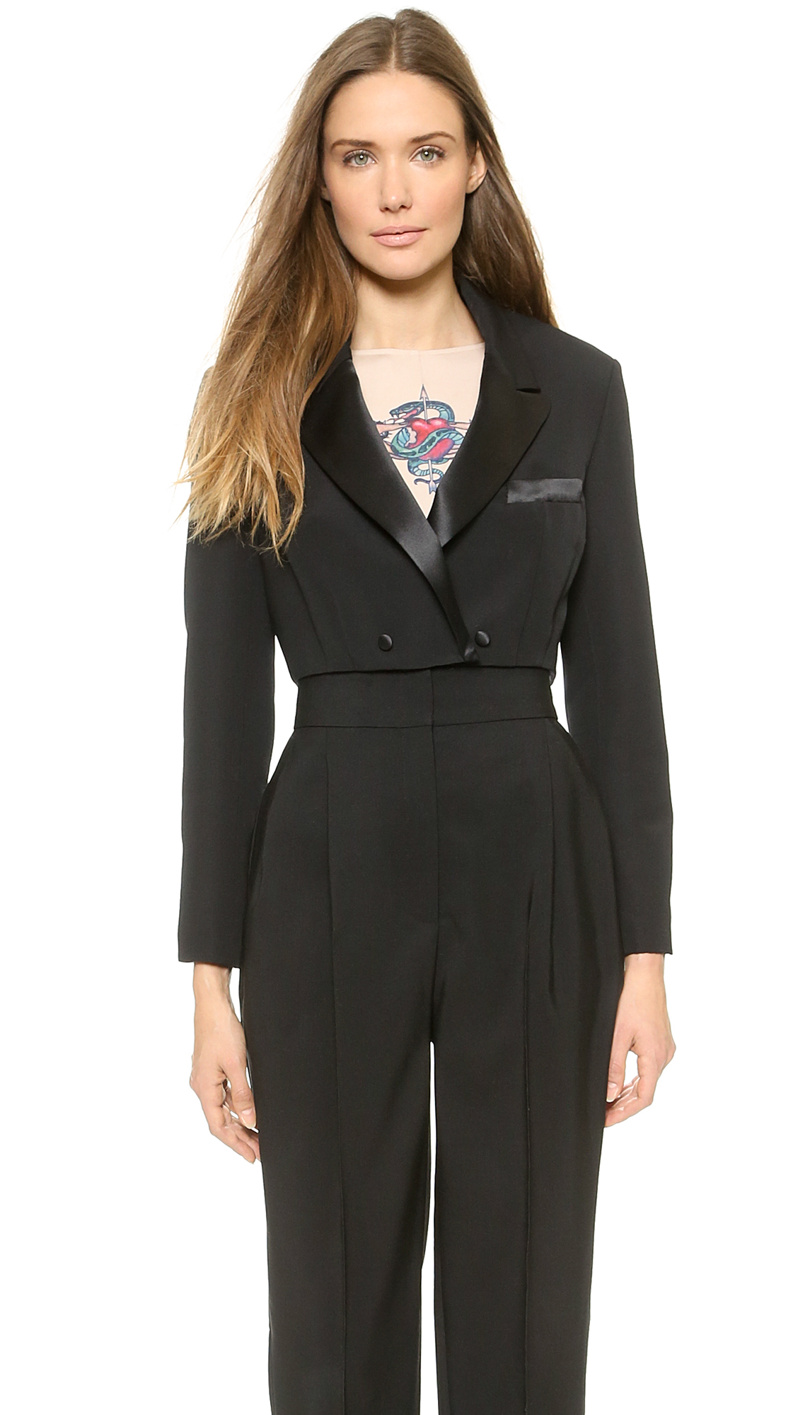 Lyst - Vika Gazinskaya Cropped Tux Jacket - Black in Black