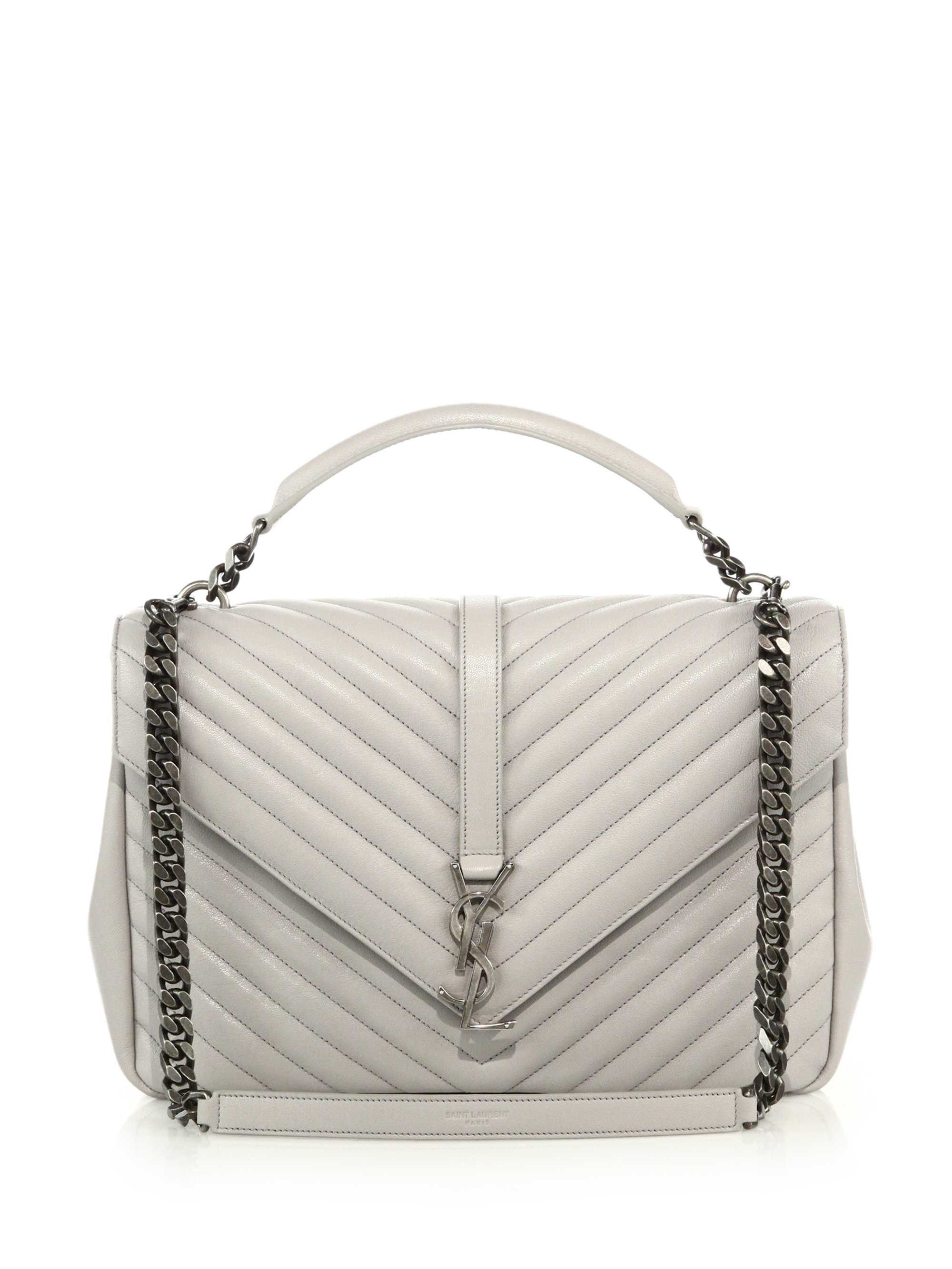 Saint laurent Monogram Matelasse Leather Shoulder Bag in Gray ...