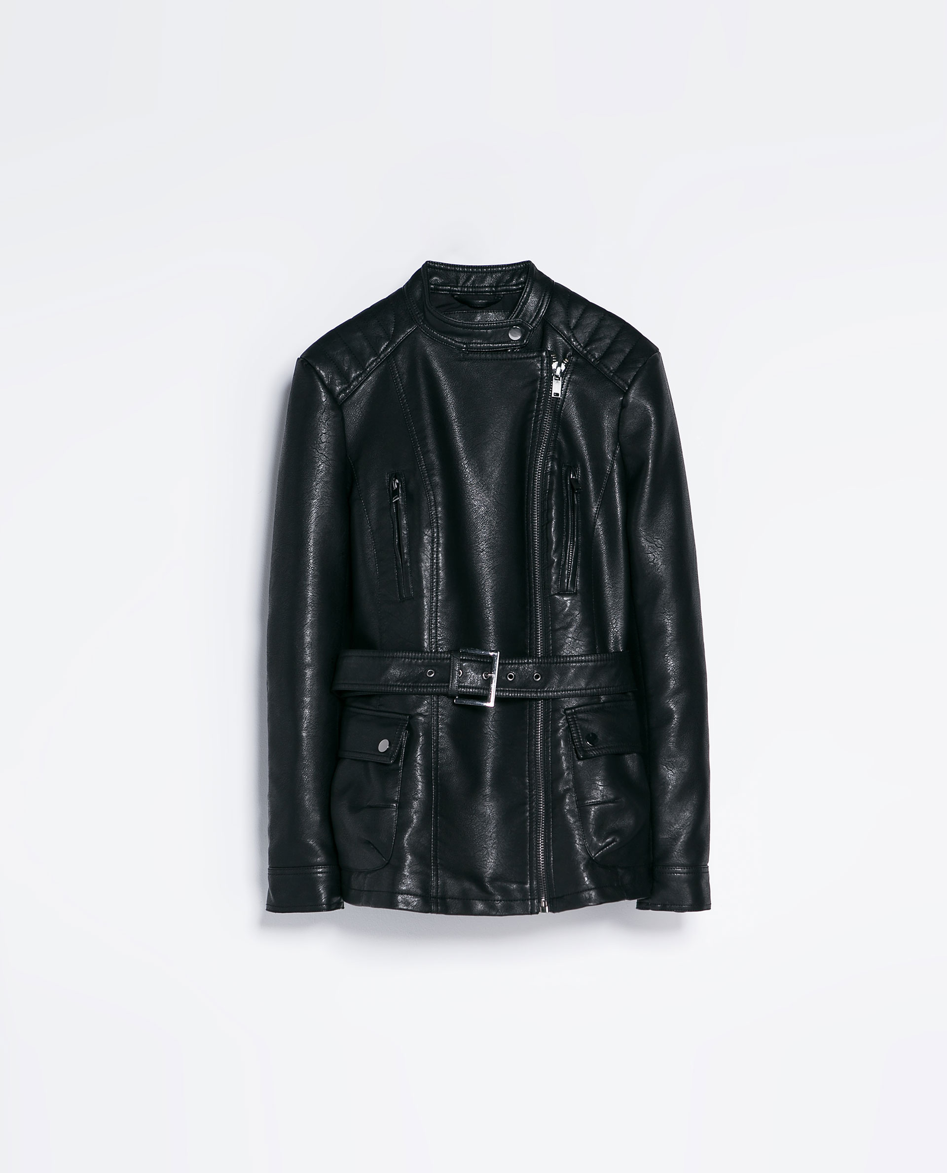 Zara Faux Leather Safari Jacket In Black Lyst Gallery