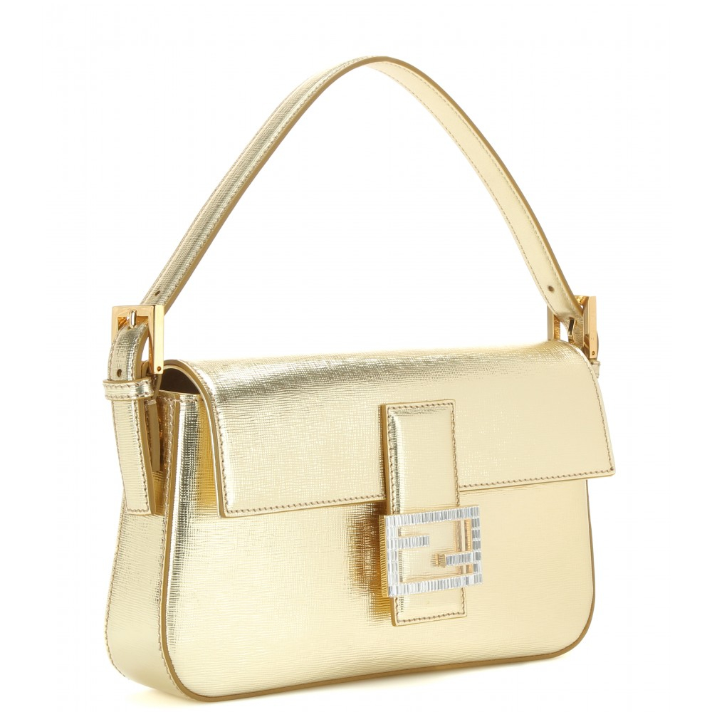 Lyst - Fendi Baguette Metallic Leather Shoulder Bag in Metallic