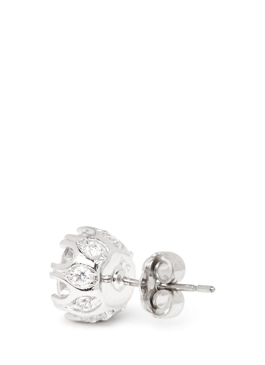 Lyst Cz By Kenneth Jay Lane Round Cut Cubic Zirconia Stud Earrings Gallery