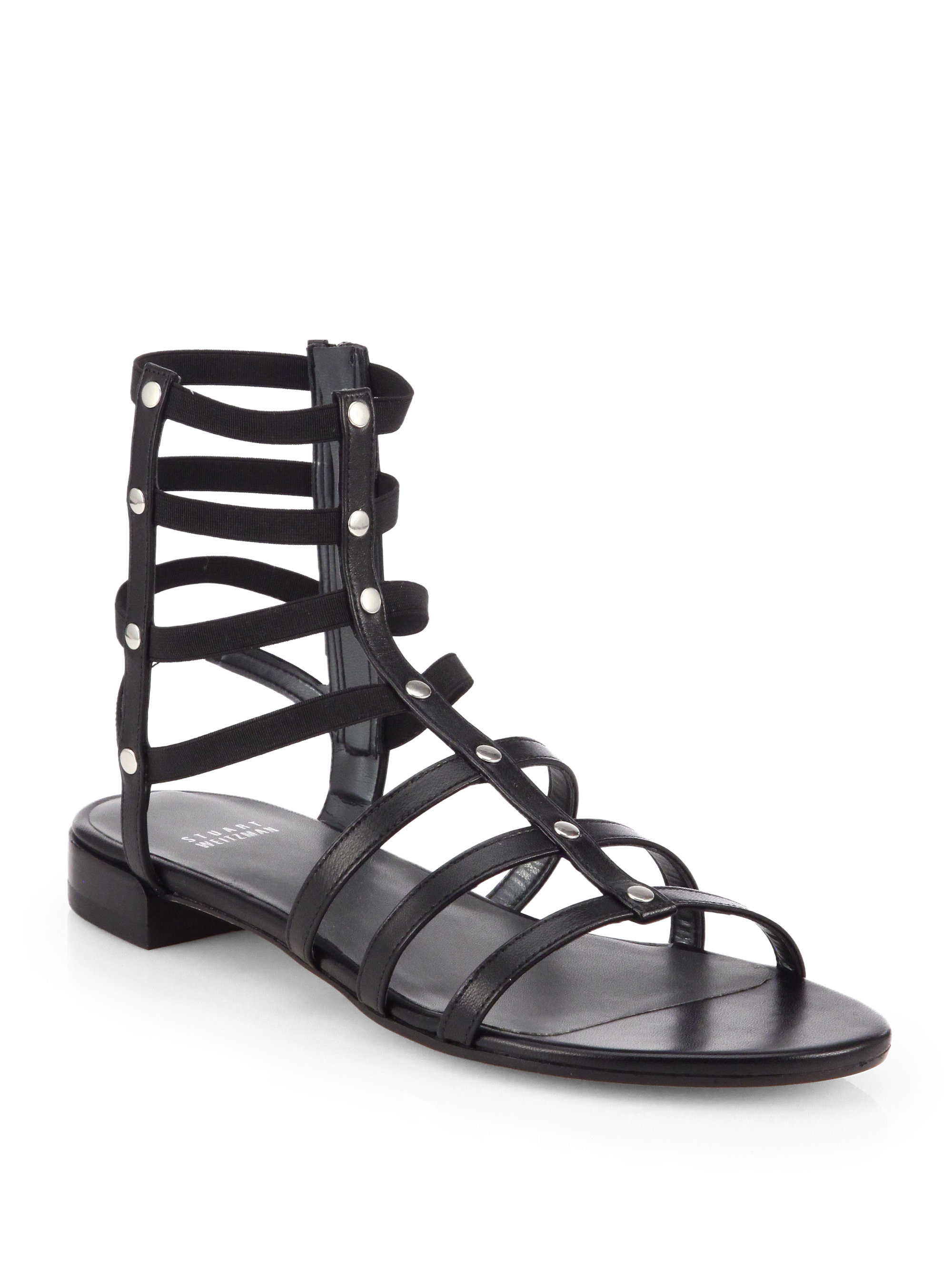 Lyst - Stuart Weitzman Caesar Leather Gladiator Sandals in Black