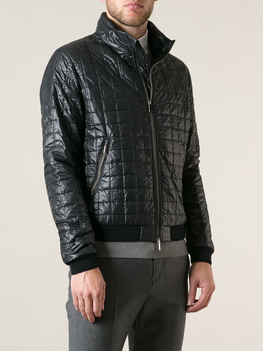 Lyst - Fendi Ff Logo Quilted Bomber Jacket in Black for Men