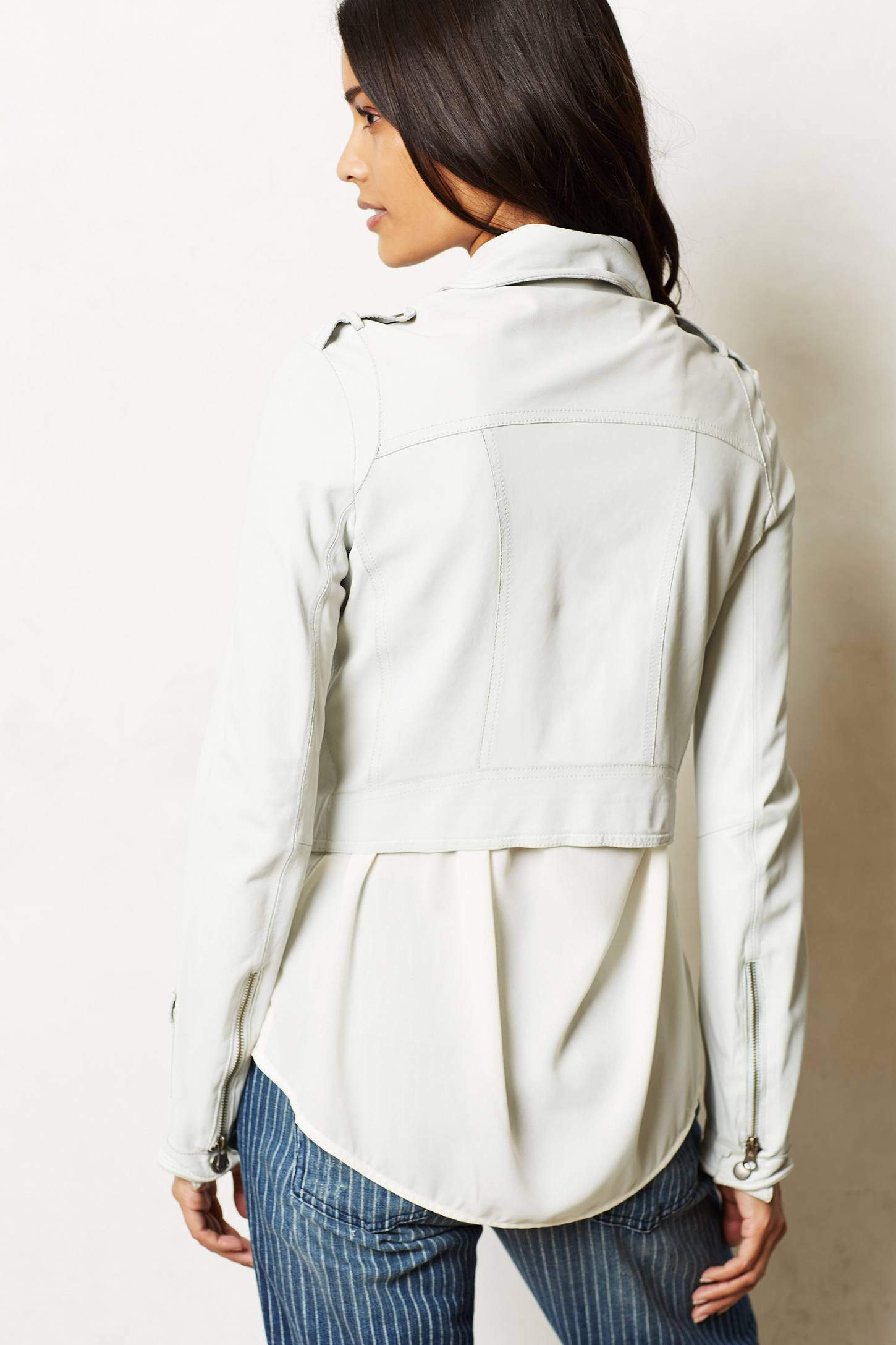 Anthropologie Sabina Leather Moto Jacket In White Lyst Gallery
