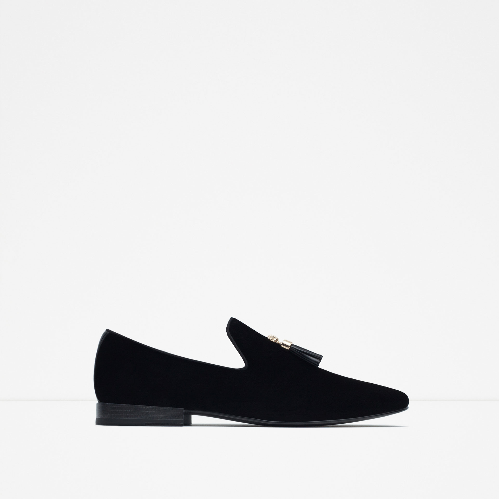 Zara Velvet Loafers With Tassels in Black for Men | Lyst