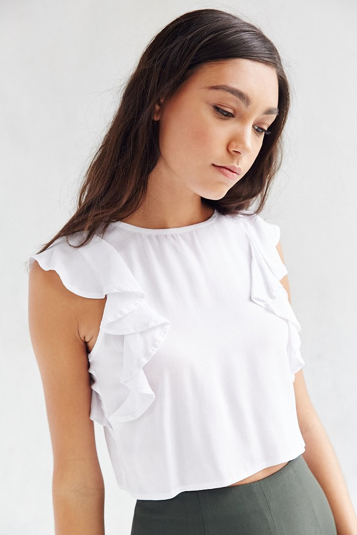 ruffle sleeve blouse white