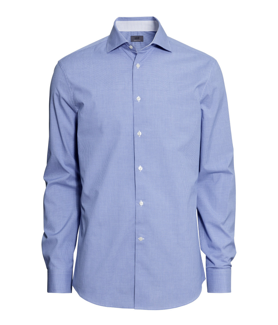 Lyst - H&M Shirt In Premium Cotton in Blue for Men