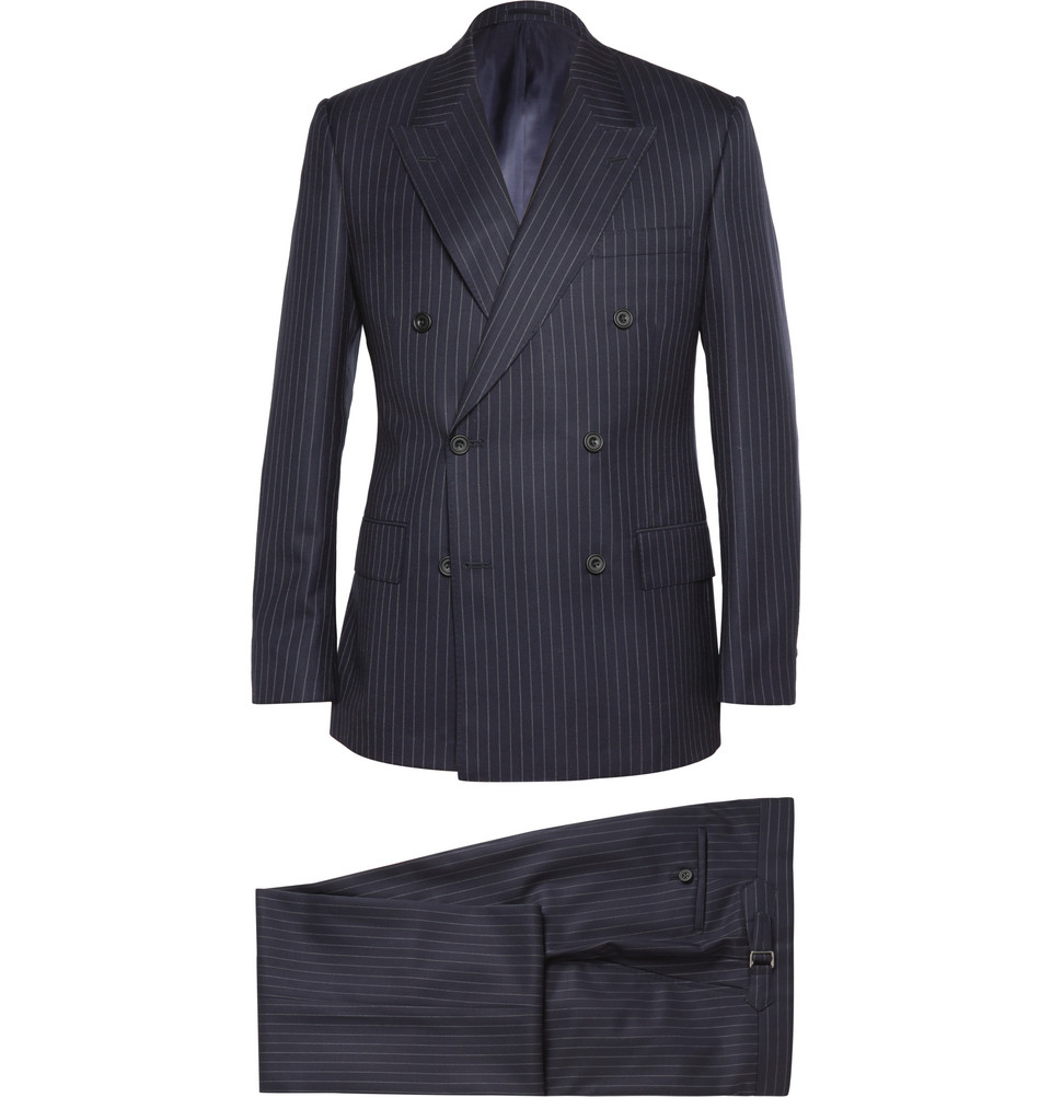Lyst Kingsman Navy DoubleBreasted Pinstripe Suit in Blue for Men