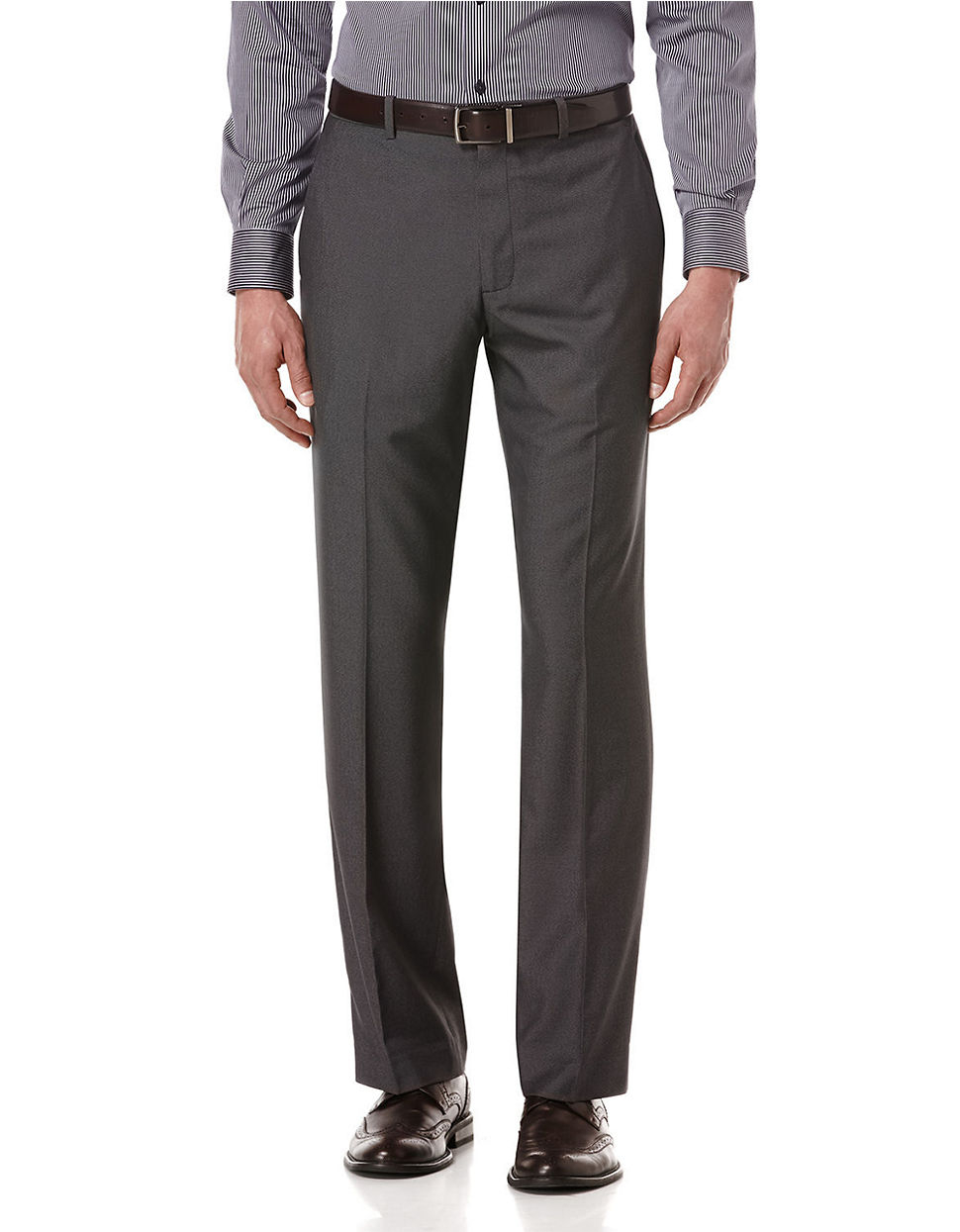 Perry ellis Classic Fit Tonal Textured Dress Pants in Gray for Men ...