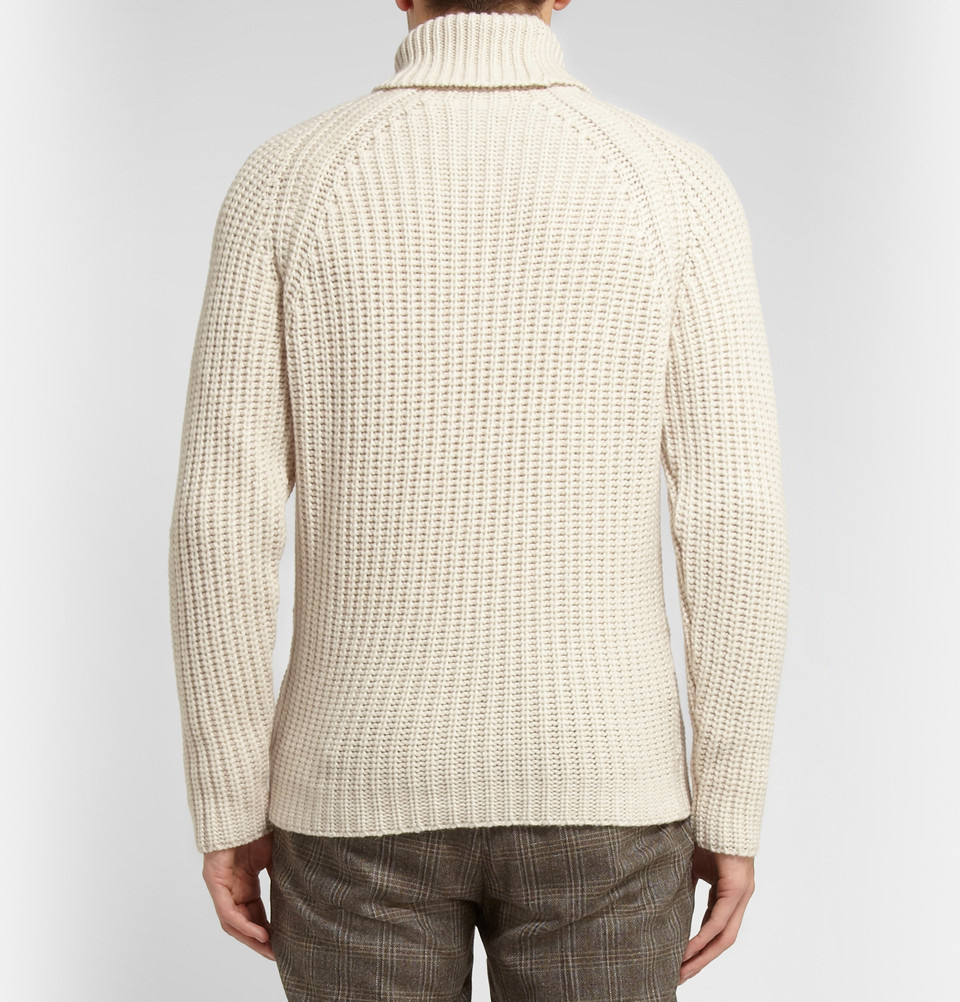 Lyst - Etro Ribknit Cashmere Rollneck Sweater in White for Men