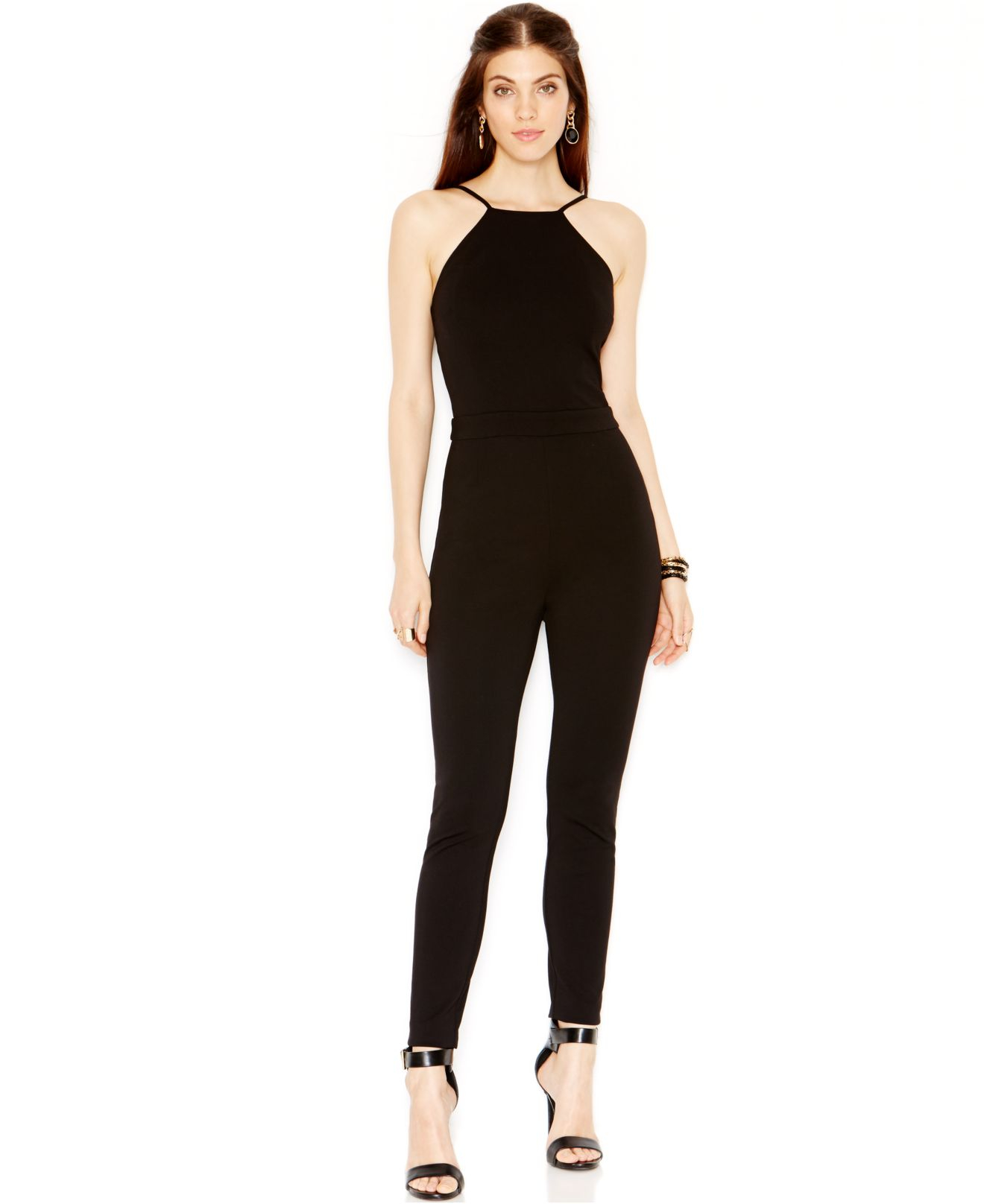Lyst Guess Sleeveless Bandedwaist Jumpsuit in Black