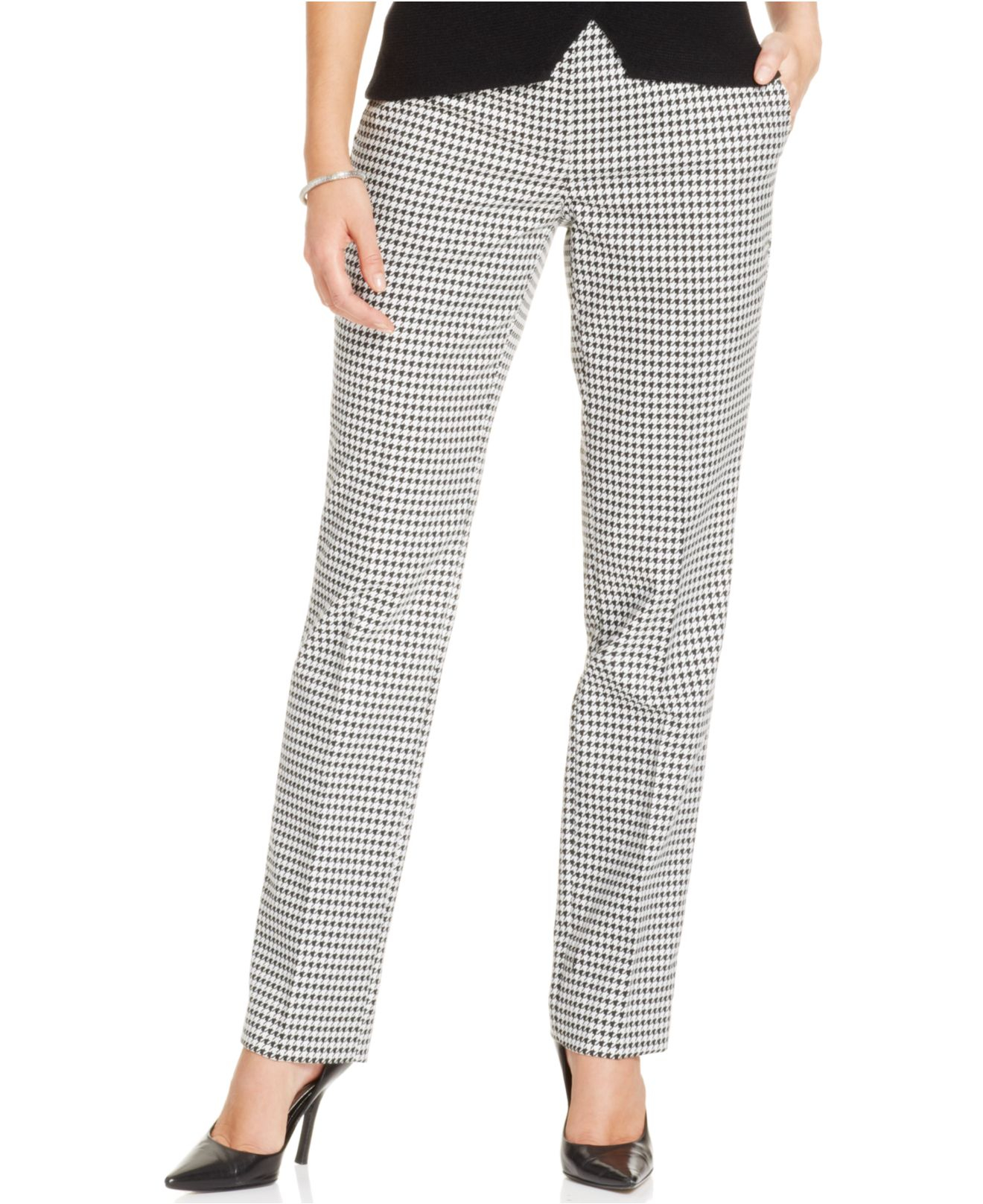 Lyst - Jones New York Collection Petite Houndstooth Straight-Leg Pants