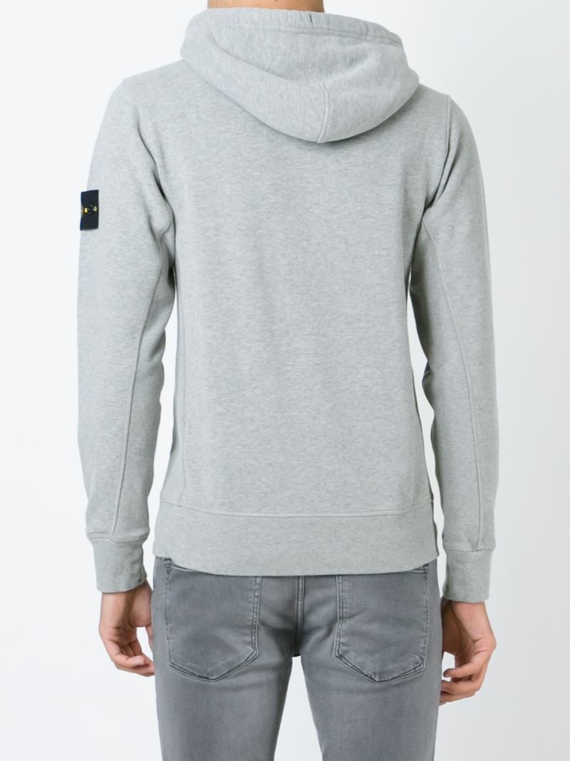 Stone Island Kangaroo Pocket Hoodie in Gray for Men - Lyst