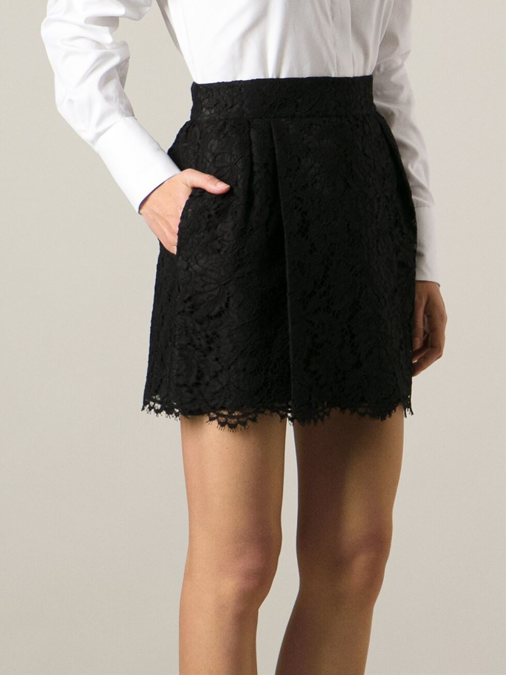 Lyst - Valentino Lace Skirt in Black