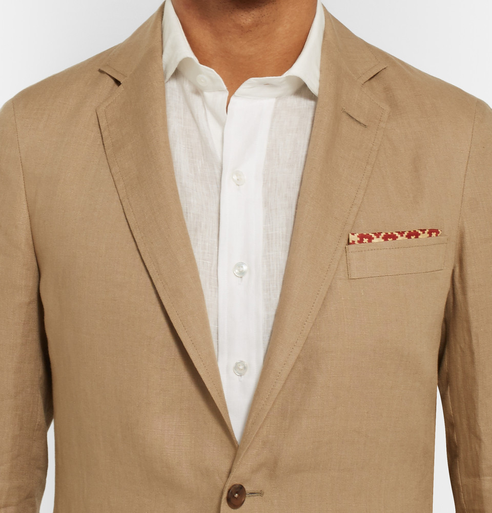 Lyst - Richard James Sand Slim-Fit Unstructured Linen Suit Jacket in ...