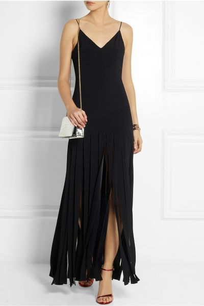 Kate Moss For Topshop Fringed Stretch-Crepe Maxi Dress in Black | Lyst