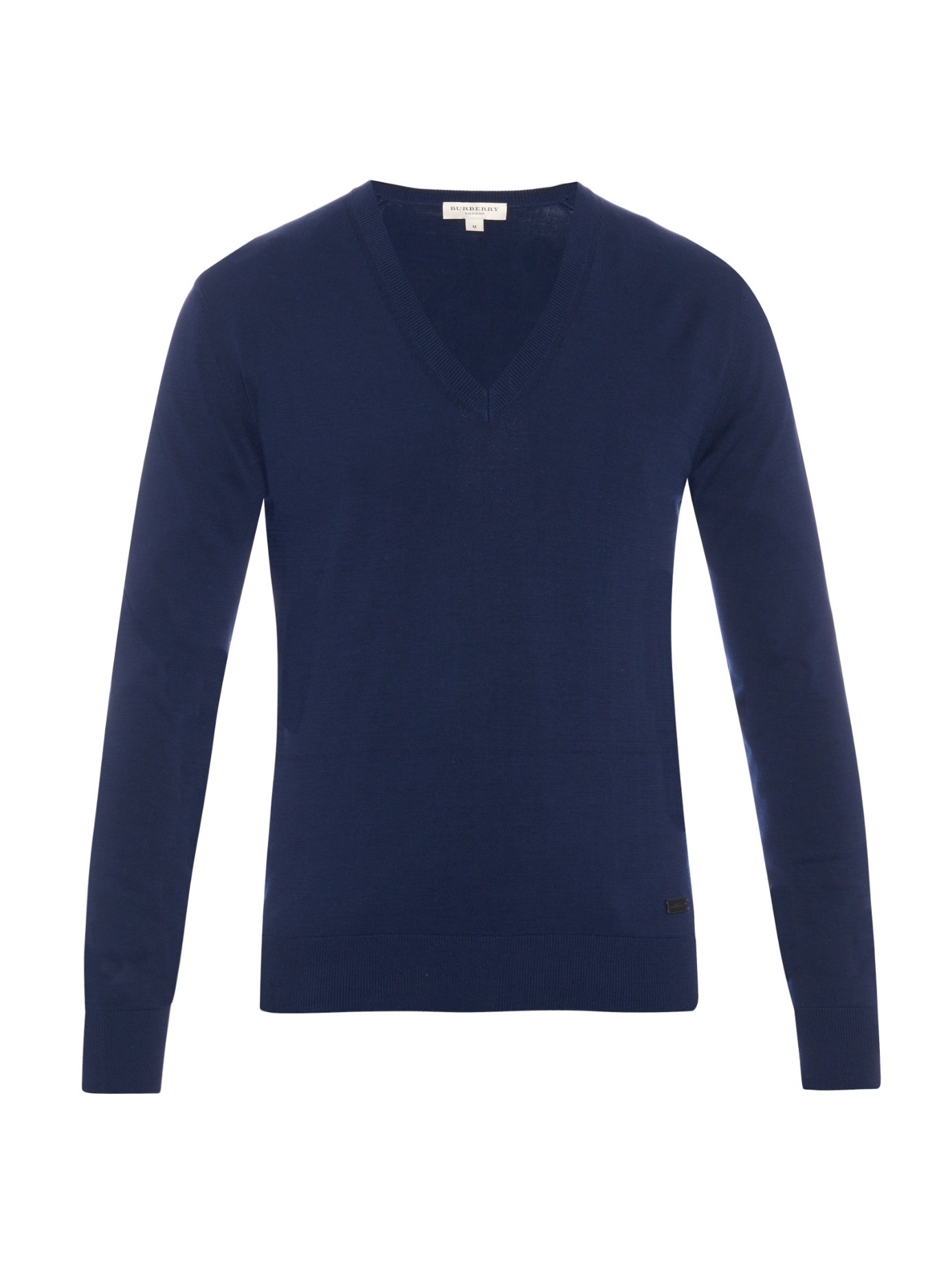 Burberry V-neck Cotton-knit Sweater in Blue for Men | Lyst