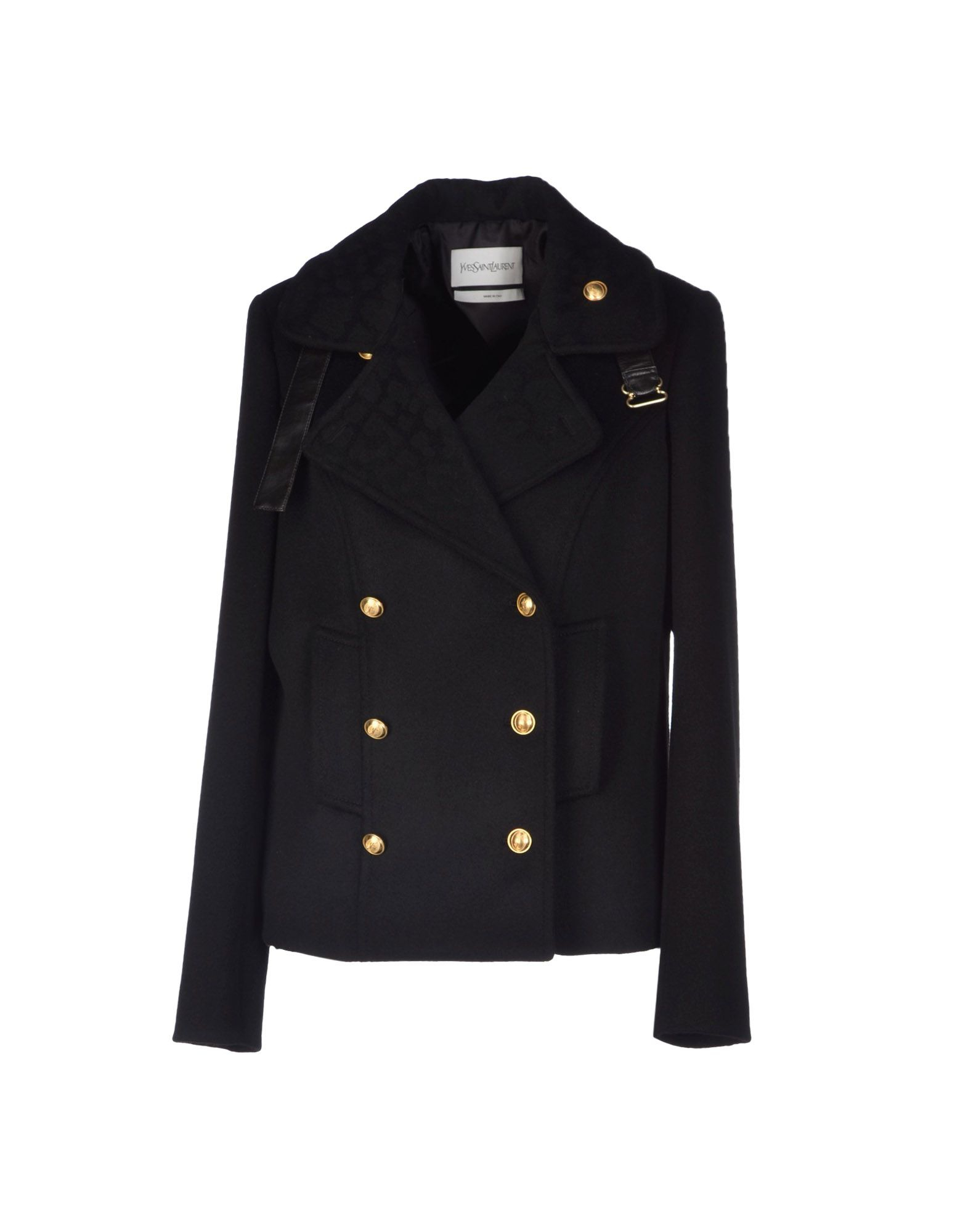 Yves Saint Laurent Rive Gauche Coat in Black | Lyst