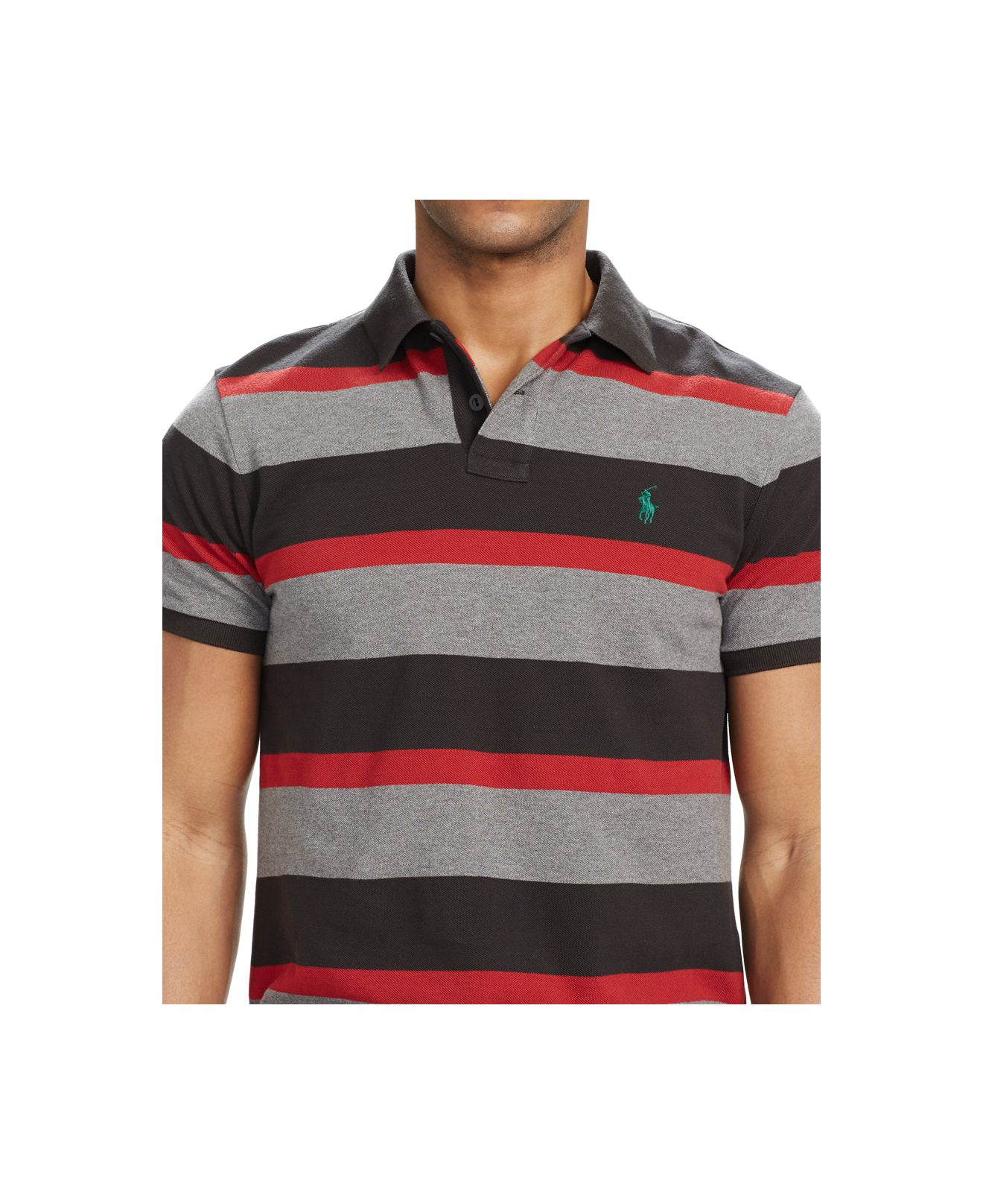 Polo ralph lauren Classic-fit Multi-striped Mesh Polo Shirt in Gray for
