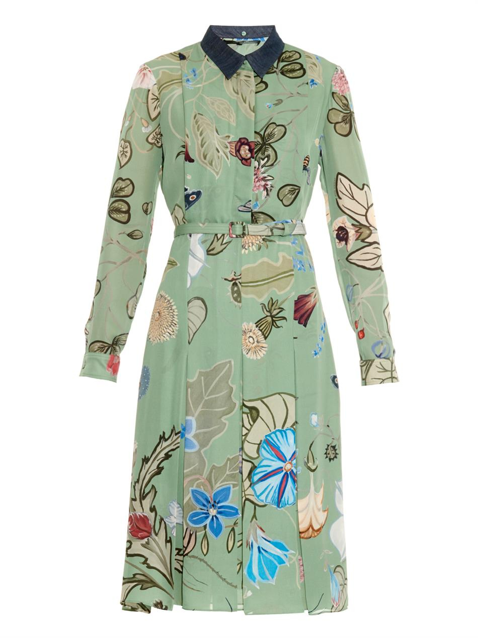 gucci green floral dress