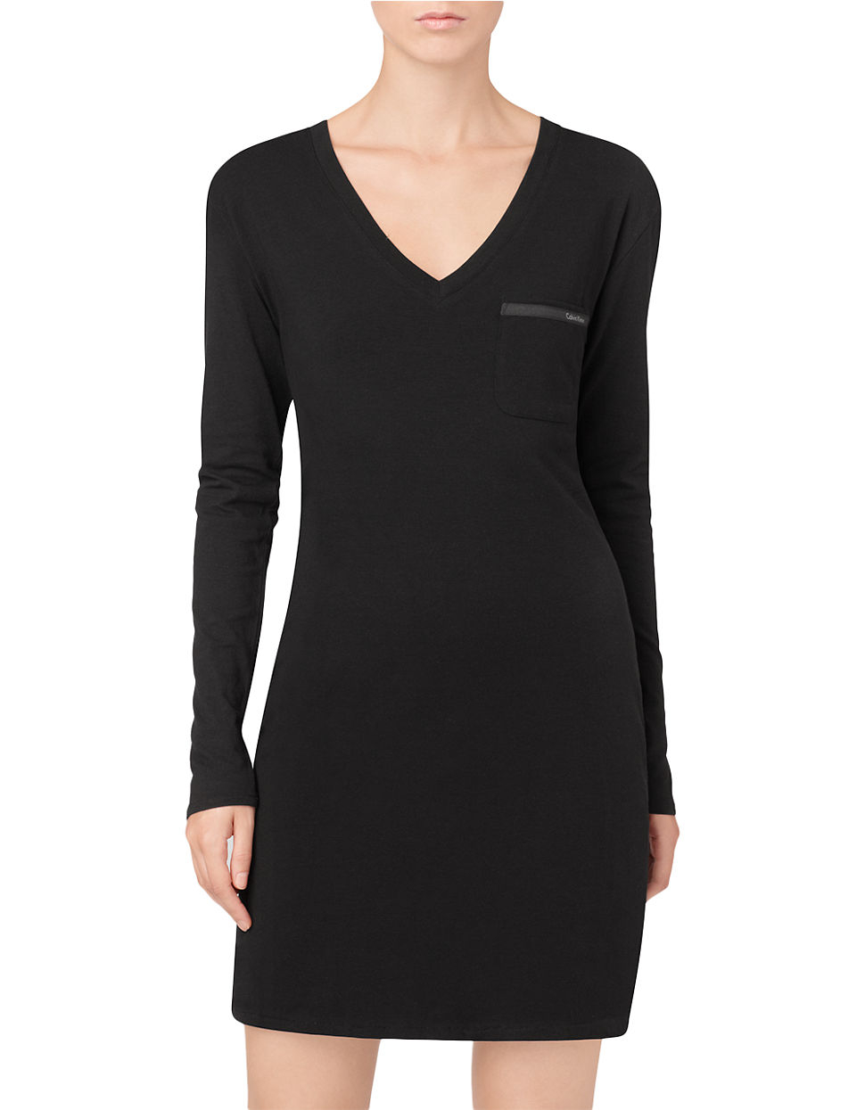 Calvin Klein Long Sleeve Nightshirt In Black Lyst 4303