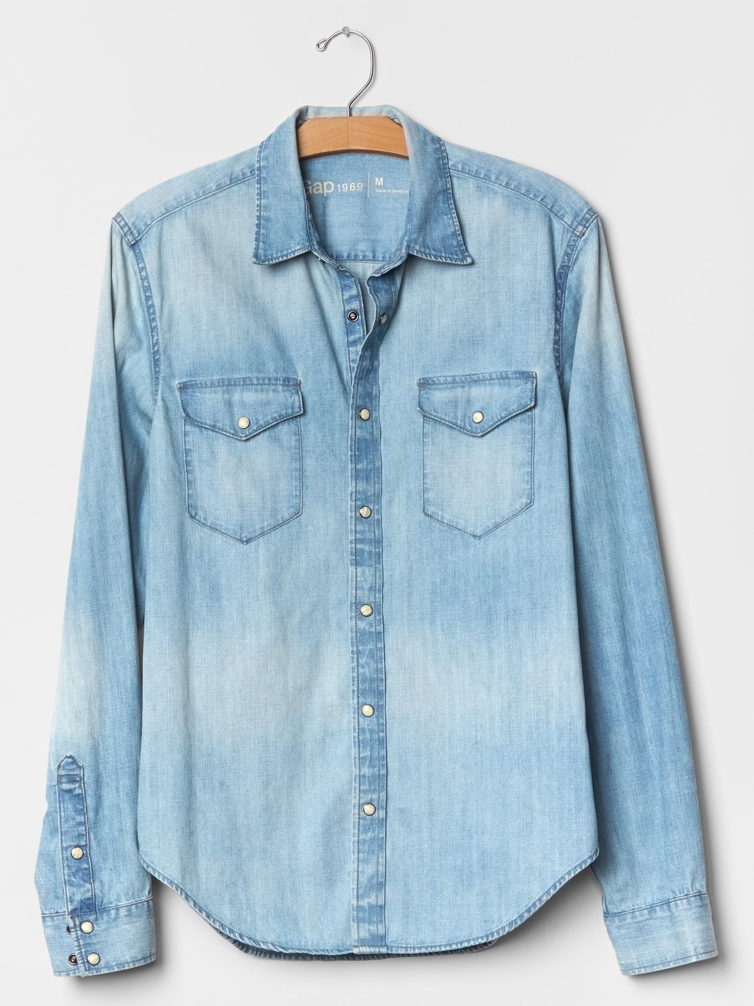 Gap 1969 Western Denim Shirt in Blue (light wash) | Lyst