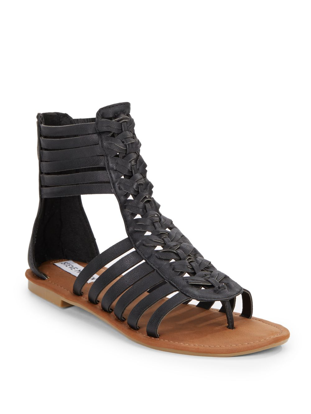 Lyst - Steve Madden Grete Strappy Faux Leather Sandals in Black