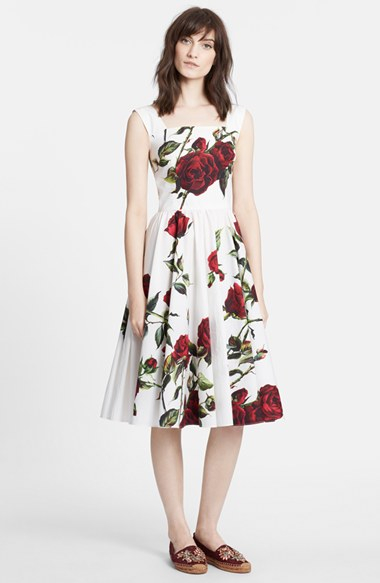 white rose print dress