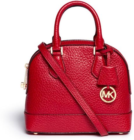 Michael Kors 'smythe' Small Pebbled Leather Dome Satchel in Red | Lyst
