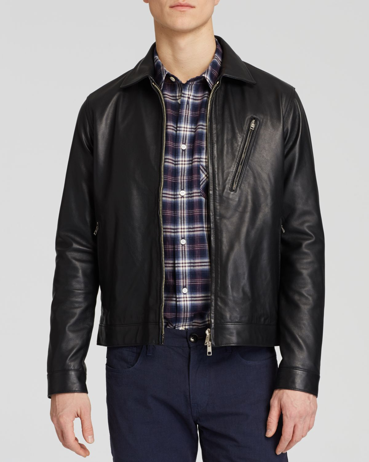 Paul smith Leather Jacket in Black for Men | Lyst