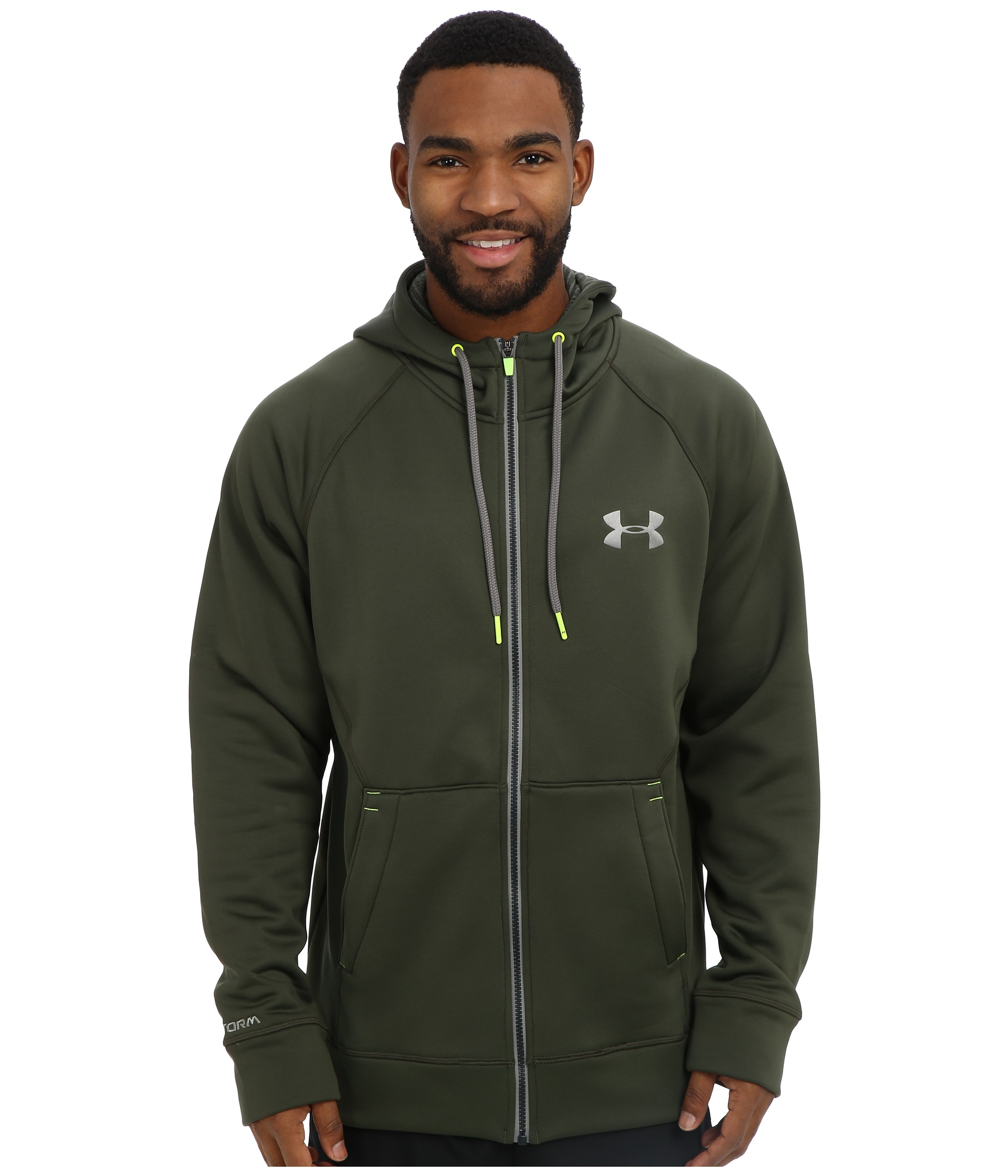 Under armour Coldgear® Infrared Storm Full-Zip Hoodie in Green for Men ...