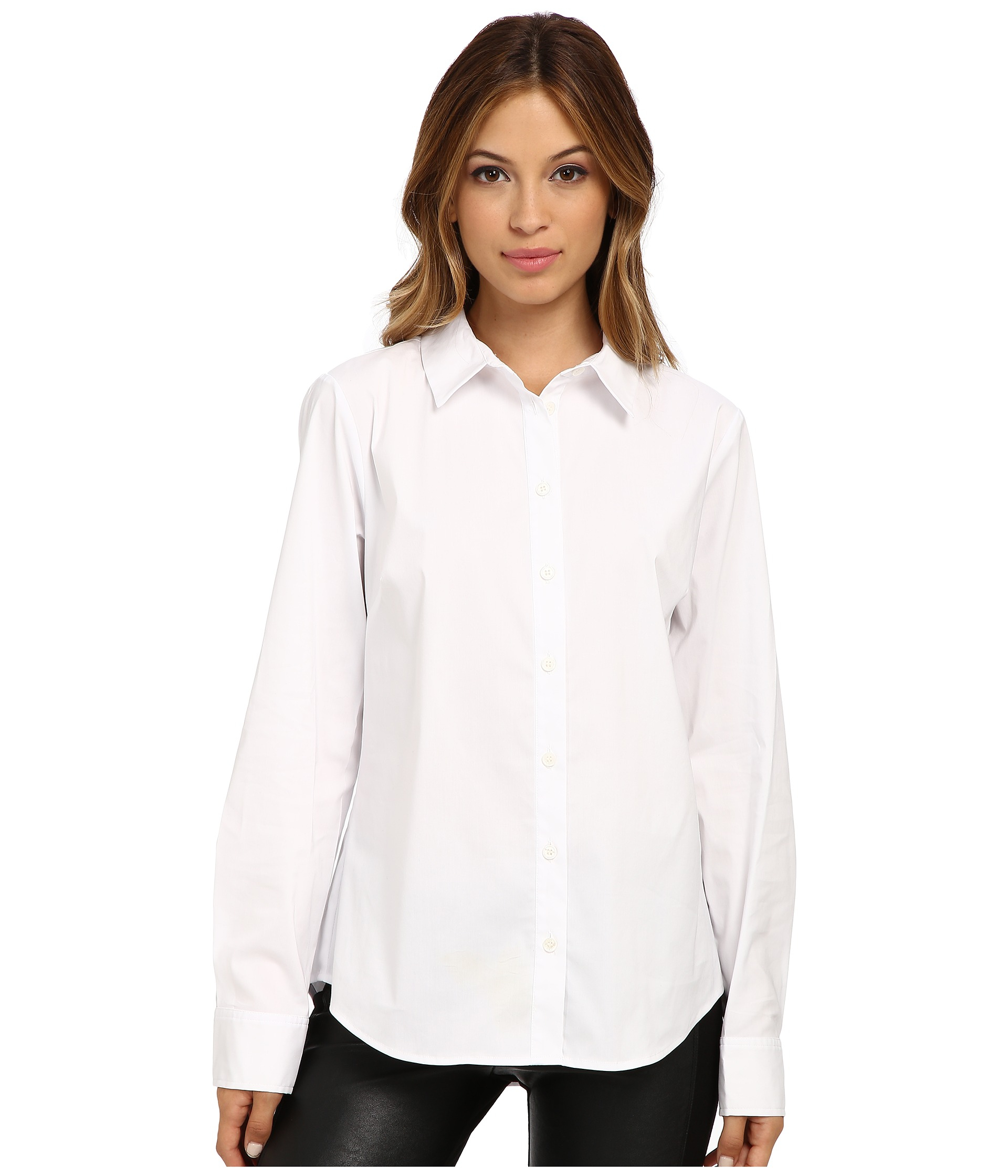 Vince camuto Long Sleeve Button Up Blouse in White (Ultra White) | Lyst