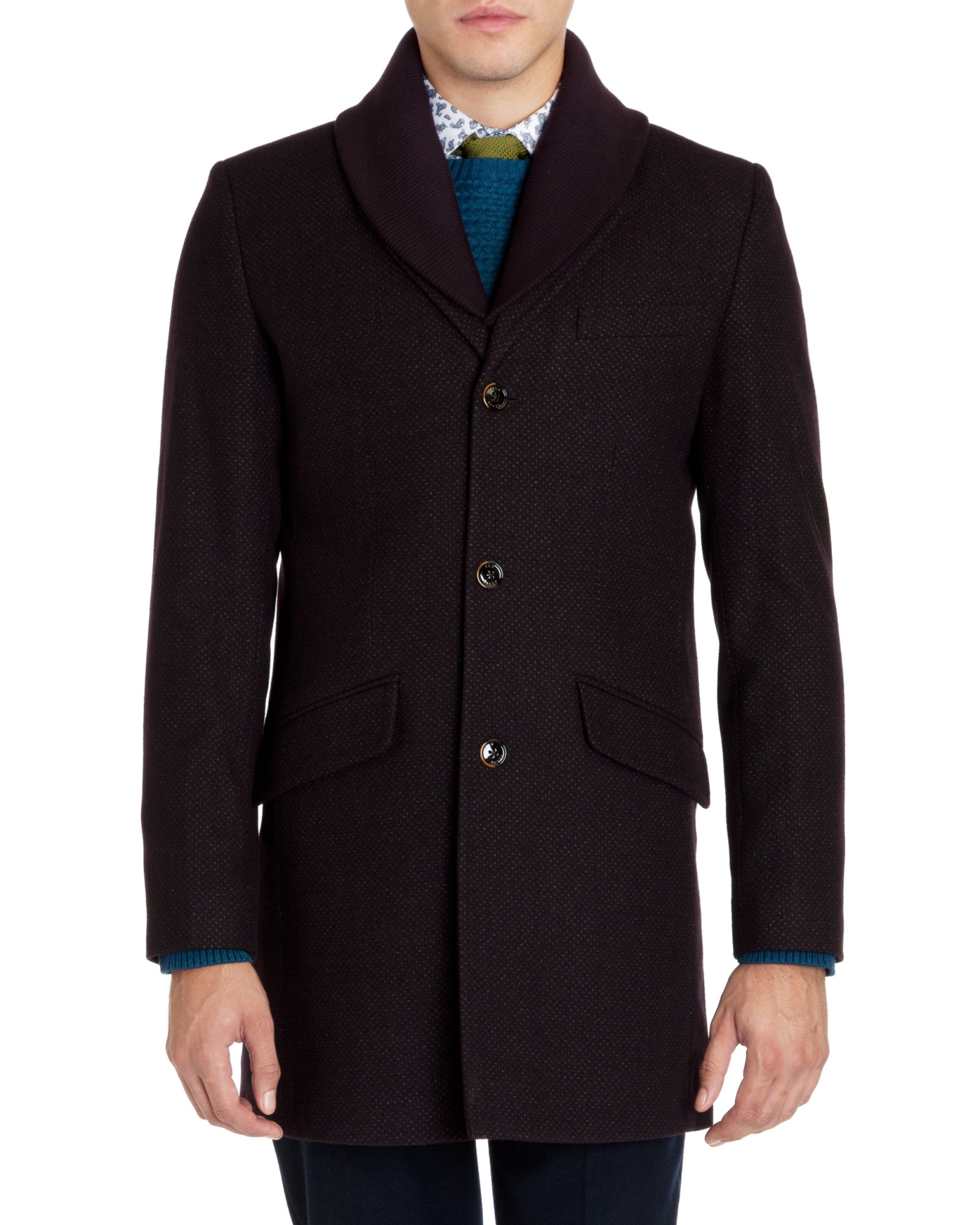 Lyst - Ted Baker Wool Coat in Red for Men