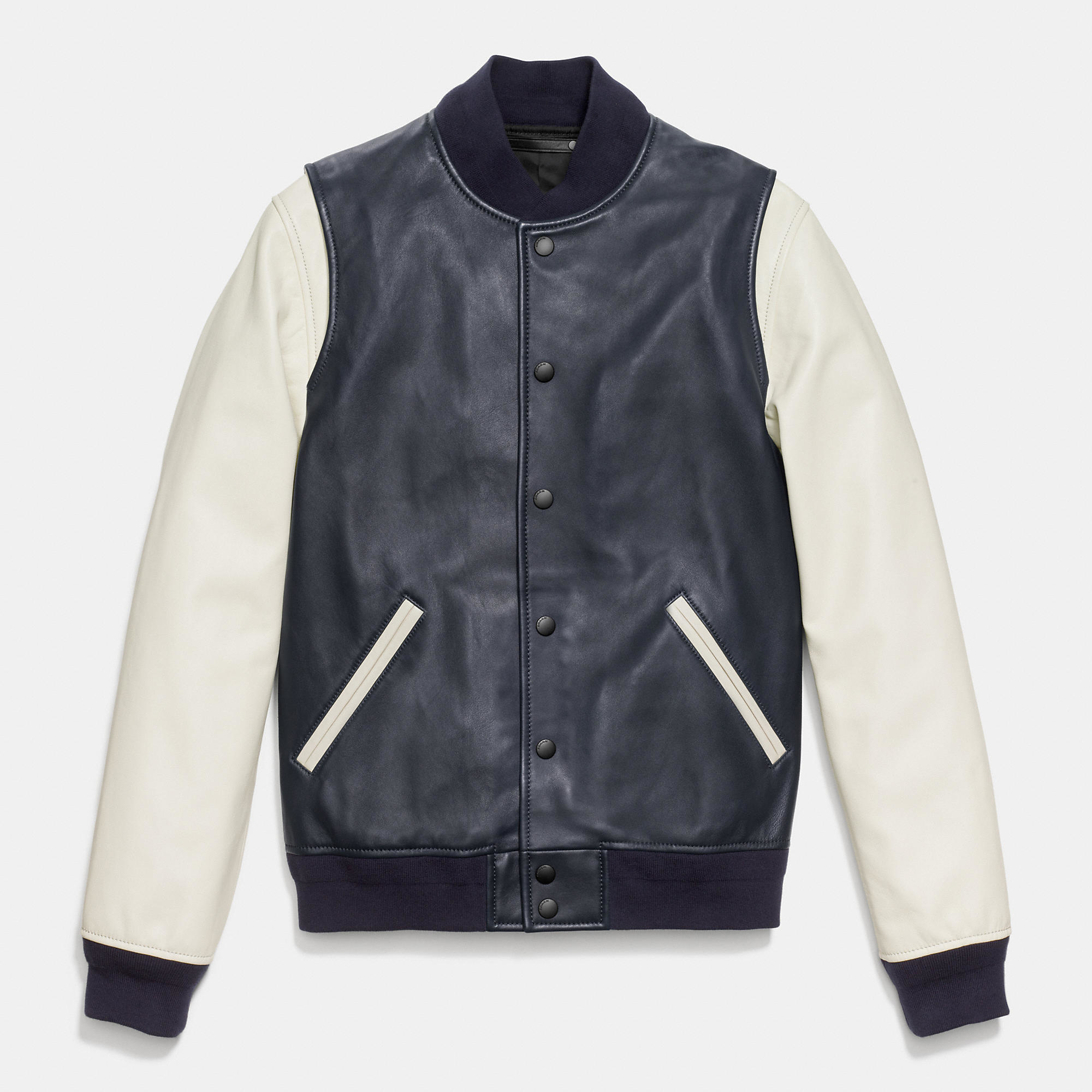 Coach Leather Baseball Jacket in Black for Men | Lyst