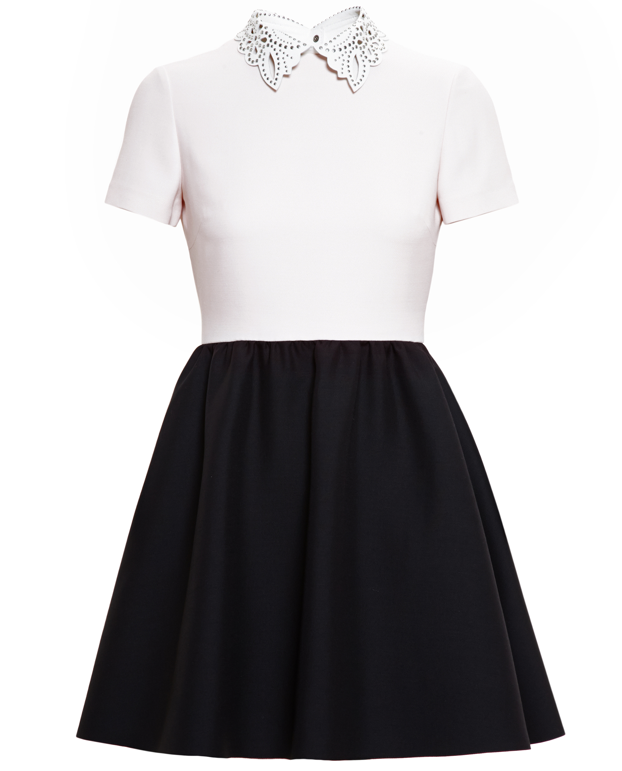 Lyst - Valentino Crepe Couture Dress With Leather Collar in Black