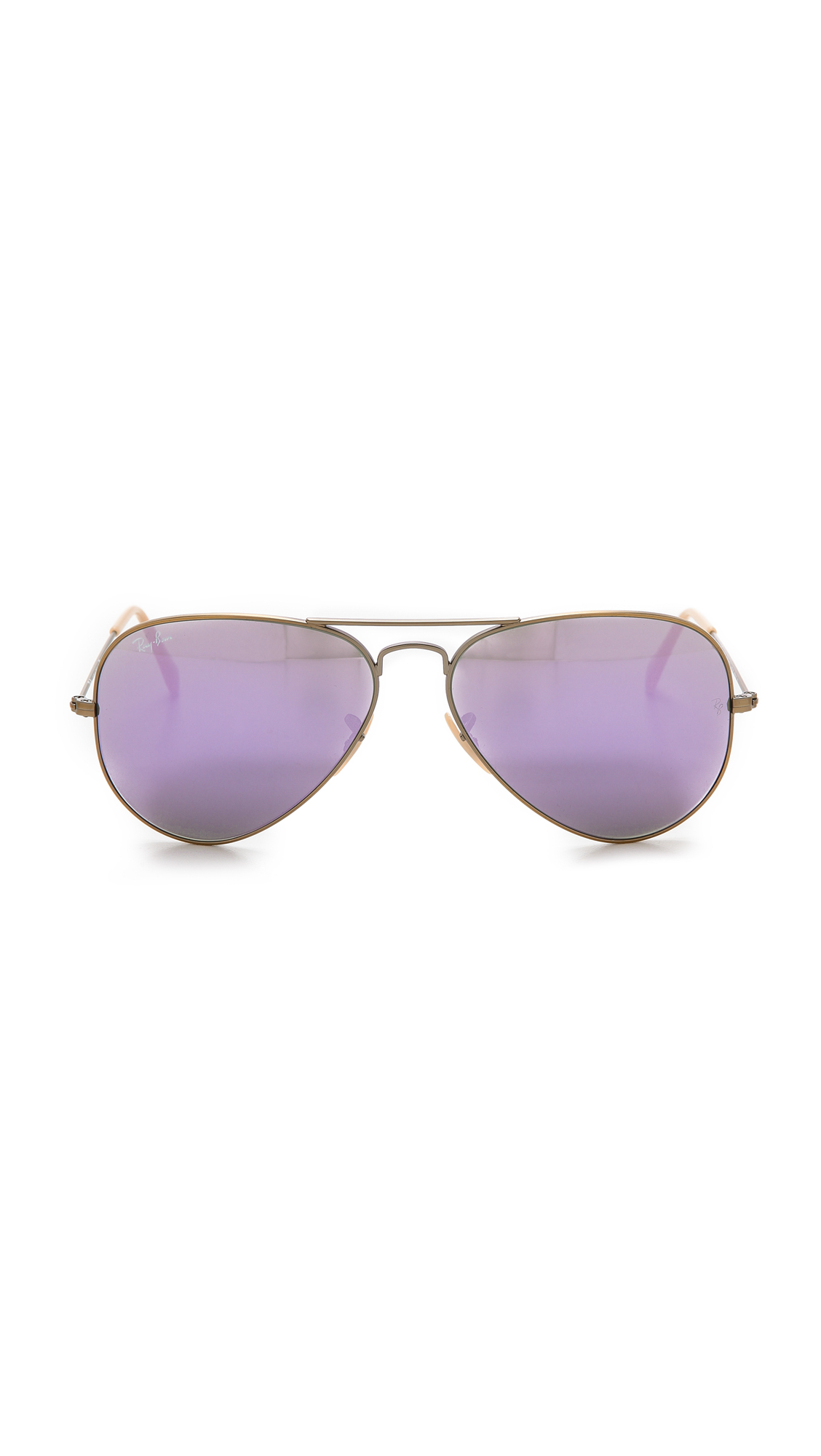 Ray Ban Mirrored Aviator Sunglasses Bronzelilac Mirror In Metallic Lyst 