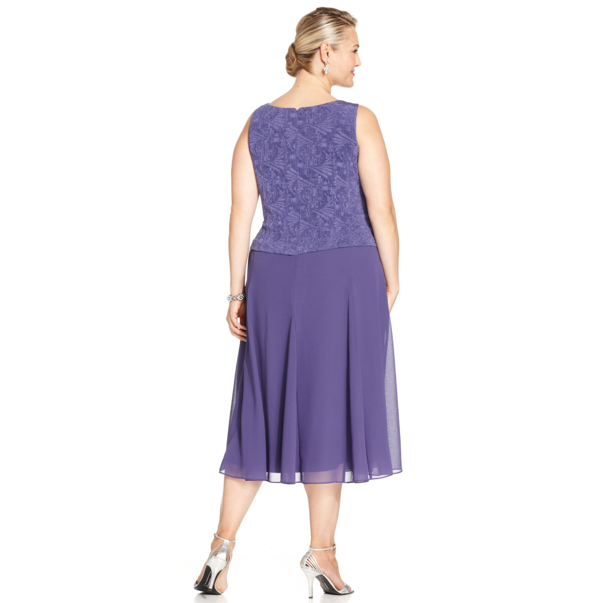 Lyst - Alex Evenings Plus Size Glitter Jacquard Dress and Jacket in Purple