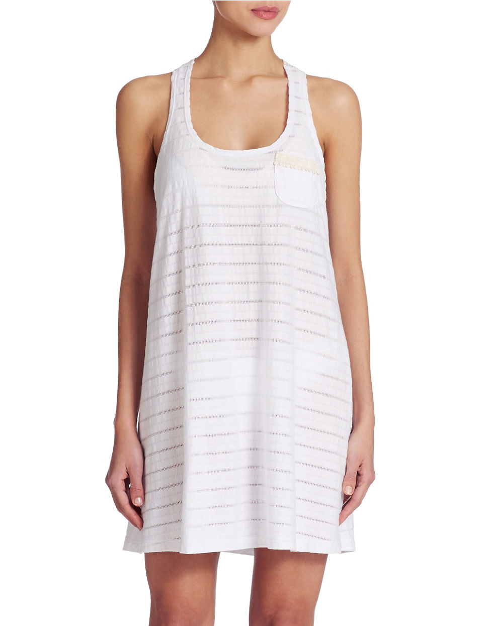 Lucky brand Lace Tank Dress Cover Up in White | Lyst