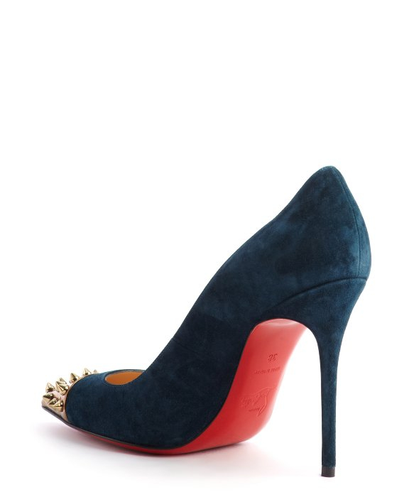 Christian louboutin Pacific Blue Suede Geo Pump 100 Spike Detail ...  