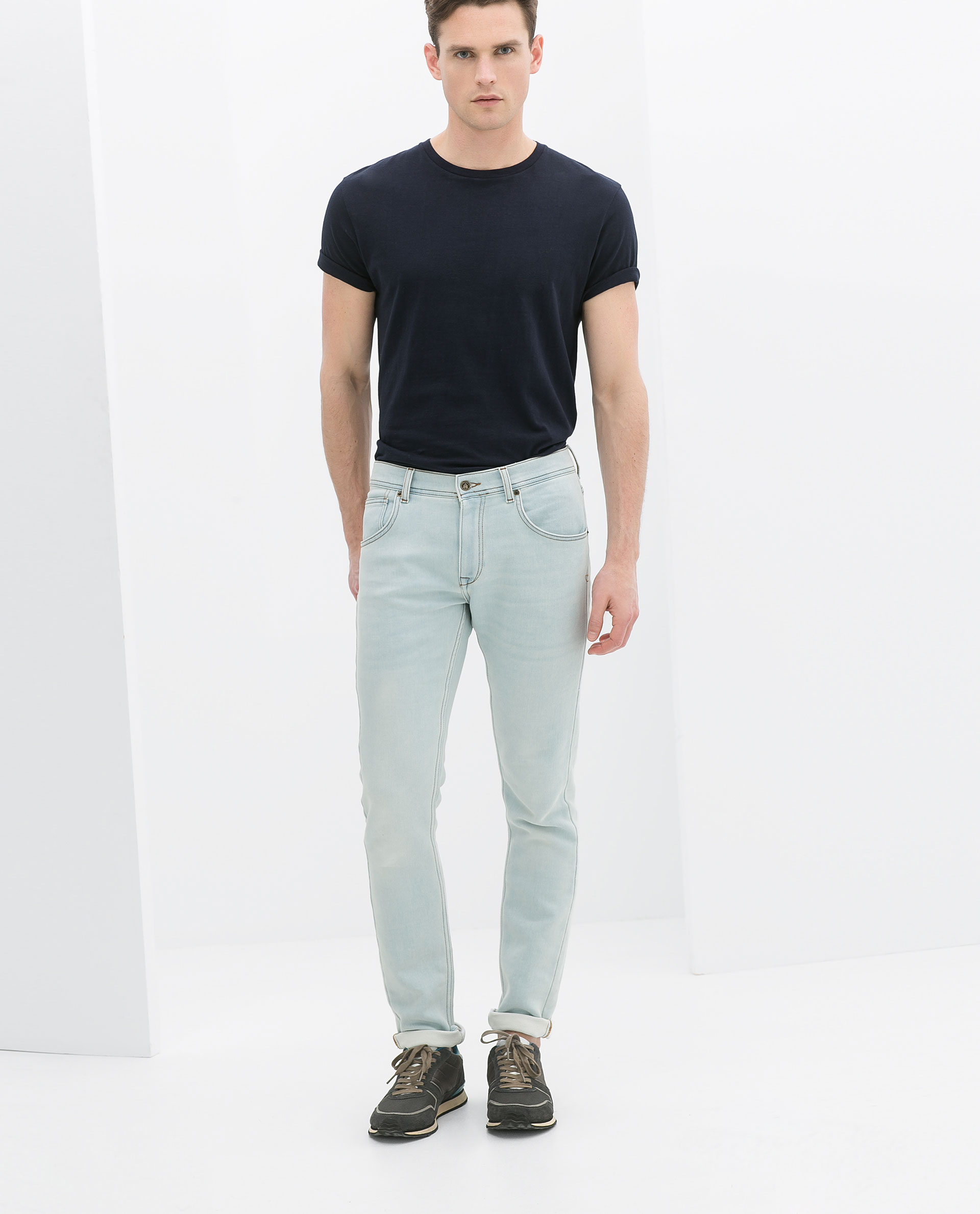 Zara 5 Pocket Velour Jeans in Blue for Men (Sky blue) | Lyst