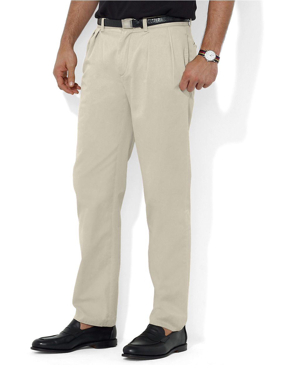 Polo Ralph Lauren Classic Fit Pleated Chino Pants in Beige for Men ...