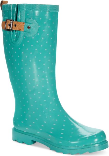 Chooka Womens Classy Dot Rain Boots in Green (Bright Turquoise) | Lyst